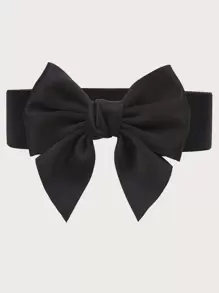 1pc Women Bow Decor High Waist Elastic Waist Belt - Black - View 1