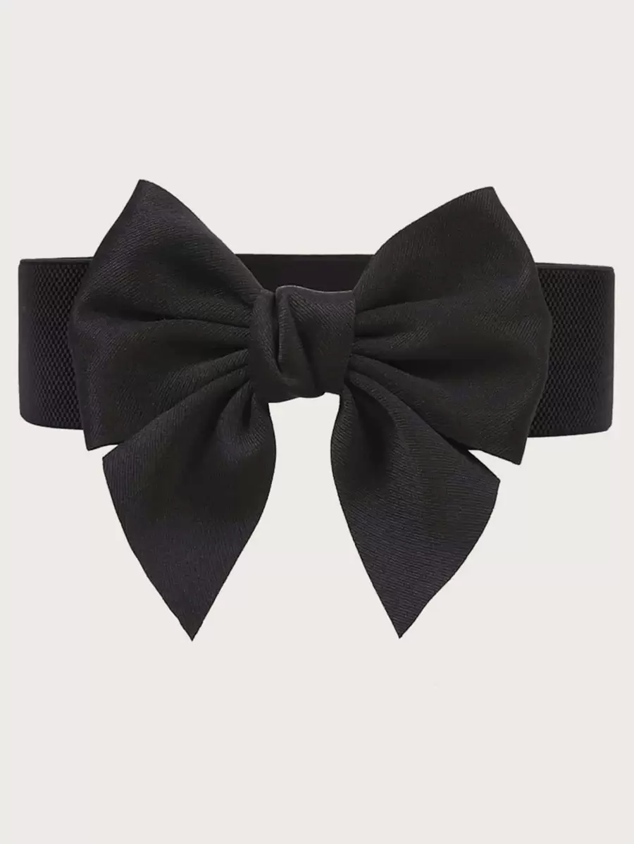 1pc Women Bow Decor High Waist Elastic Waist Belt - Black - View 1