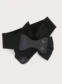 1pc Women Bow Decor High Waist Elastic Waist Belt - Black - View 2
