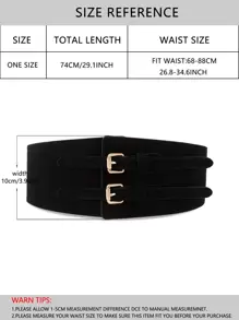 Simple Double Buckle Belt Halloween Summer, School - Black - View 3