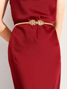 金屬搭扣緊身腰帶 - 金色 - 查看 1