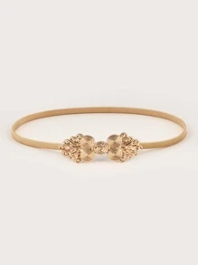 金屬搭扣緊身腰帶 - 金色 - 查看 2