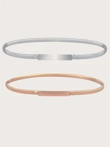 2pcs Solid Metallic Belt - Multicolor - View 1