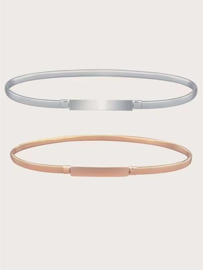 حزام معدني بلون موحد قطعتين