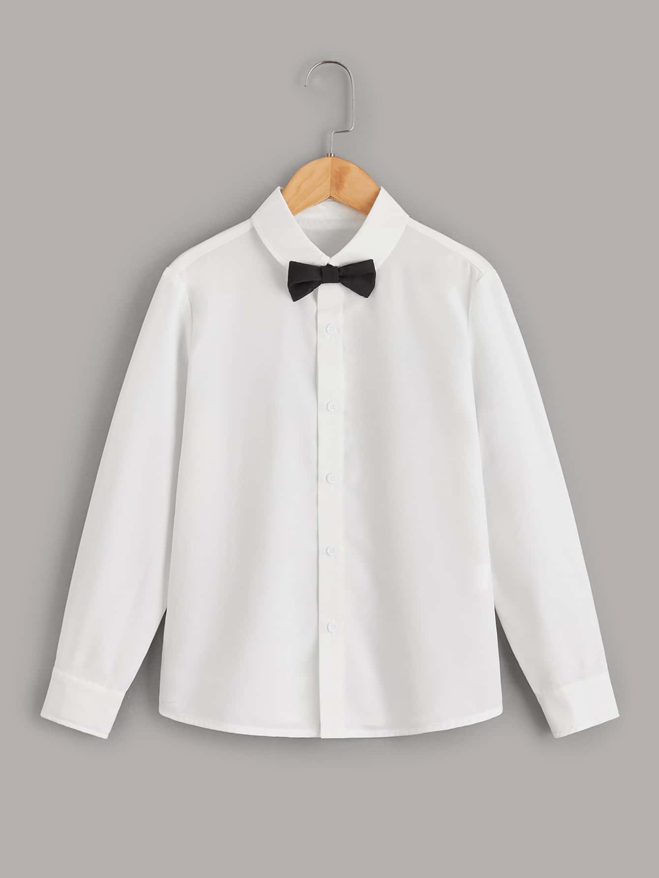 SHEIN 青少年男孩實色襯衫連蝴蝶結