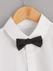 SHEIN 青少年男孩實色襯衫連蝴蝶結