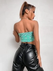 Paisley Print Tube Bandana Top - Mint Green - View 2
