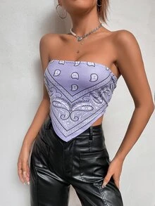Paisley Print Tube Bandana Top - Multicolor - View 4