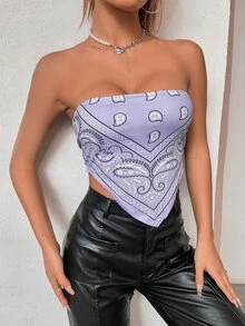 Paisley Print Tube Bandana Top - Multicolor - View 6