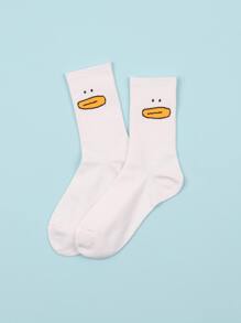 Men Cartoon Crew Socks - White - View 2