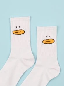 Men Cartoon Crew Socks - White - View 3