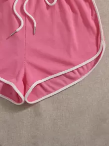 SHEIN EZwear 2 Packs Knot Waist Dolphin Shorts - Multicolor - View 6