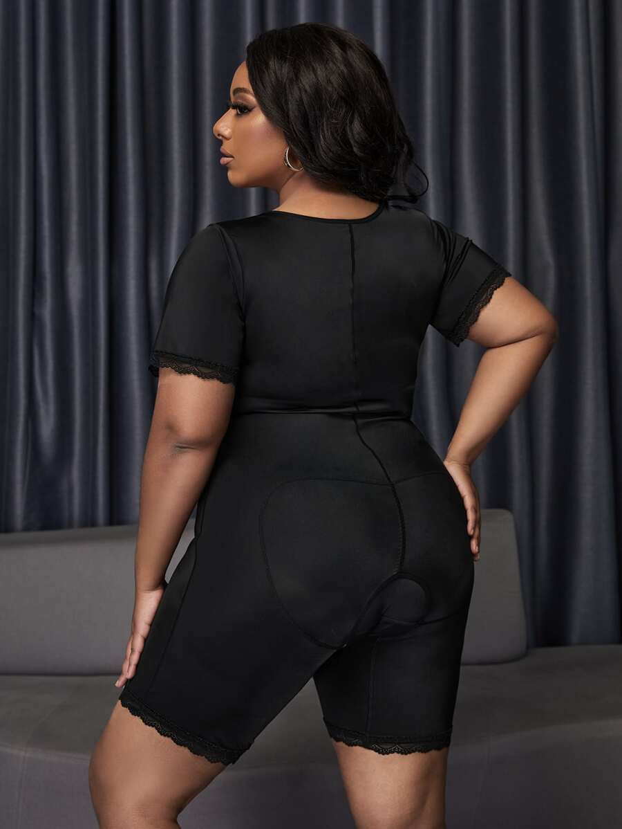 Plus Zip Front Crotchless Shapewear Bodysuit SHEIN USA