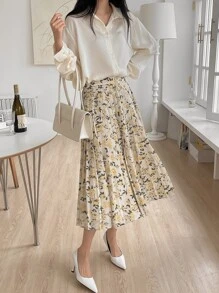 DAZY 印花百褶半身裙 - 彩色 - 查看 3