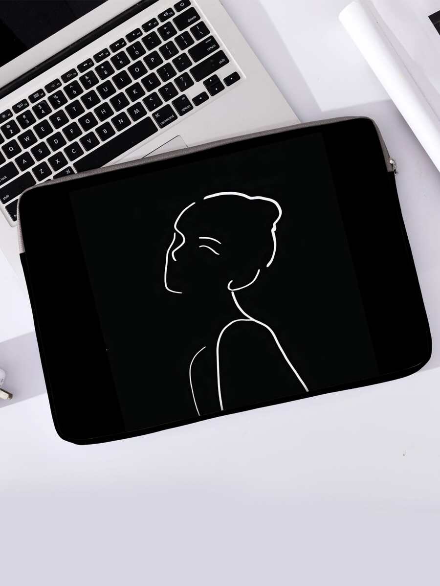 14 pulgadas Bolso para ordenador con estampado de figura - Negro - Ver 1