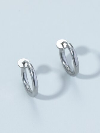 時尚流行1對男士金屬耳夾，不銹鋼首飾，適合珠寶禮物和時尚外觀