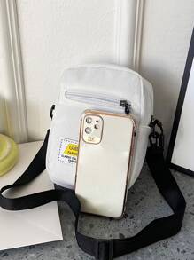 高中生大学多功能单肩包单肩包休闲包迷你男士字母贴花装饰方包学院户外运动通勤度假手提包运动包旅行大容量便携度假男士圣诞礼物侧包旅行必备品度假必备品男士包露营男士单肩包夏季返校 - 白色 - 查看 4