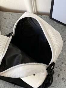 高中生大学多功能单肩包单肩包休闲包迷你男士字母贴花装饰方包学院户外运动通勤度假手提包运动包旅行大容量便携度假男士圣诞礼物侧包旅行必备品度假必备品男士包露营男士单肩包夏季返校 - 白色 - 查看 6