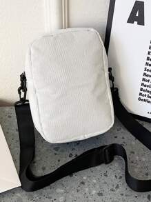 高中生大学多功能单肩包单肩包休闲包迷你男士字母贴花装饰方包学院户外运动通勤度假手提包运动包旅行大容量便携度假男士圣诞礼物侧包旅行必备品度假必备品男士包露营男士单肩包夏季返校 - 白色 - 查看 5