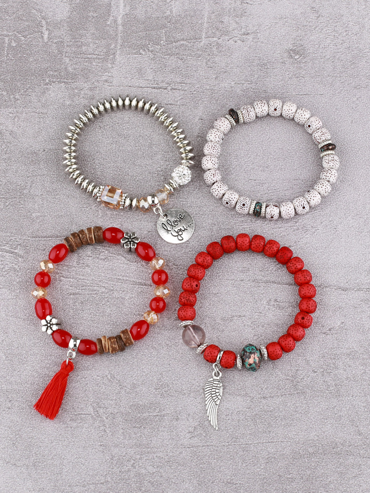 4pcs Tassel & Disc Charm Beaded Bracelet picture 2