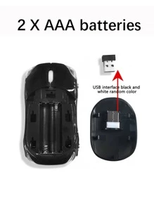 Black Car Shaped Wireless Mouse - Black - View 3