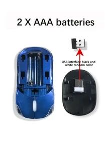 Kabellose Auto-förmige Maus mit Batteriebetrieb, geeignet für Tablets, Laptops, Büro und Gaming, 2.4G USB-Empfänger, leiser Betrieb