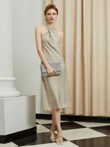 MOTF PREMIUM CRISS CROSS NECK DRESS