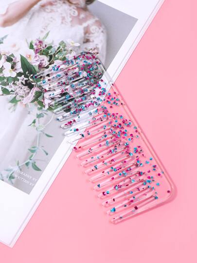 Glitter Wide Tooth Comb, 1pc Hair Brush/ Hair Comb For Thick Curly Wavy Long Hair, Detangling For Wet And Dry Anti Static All Types Hair, Cutting Hairdressing Comb, Hair Brush For Women And Men