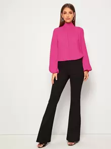 SHEIN Privé Tie Back Raglan Sleeve Dip Hem Top - Hot Pink - View 5