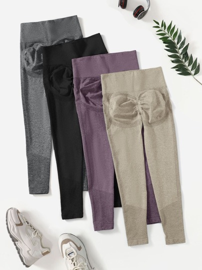 طماق رياضي بشريط خصر عريض 4 قطع