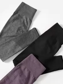 Yoga Basic 4入組寬版腰帶運動打底褲 - 彩色 - 查看 4