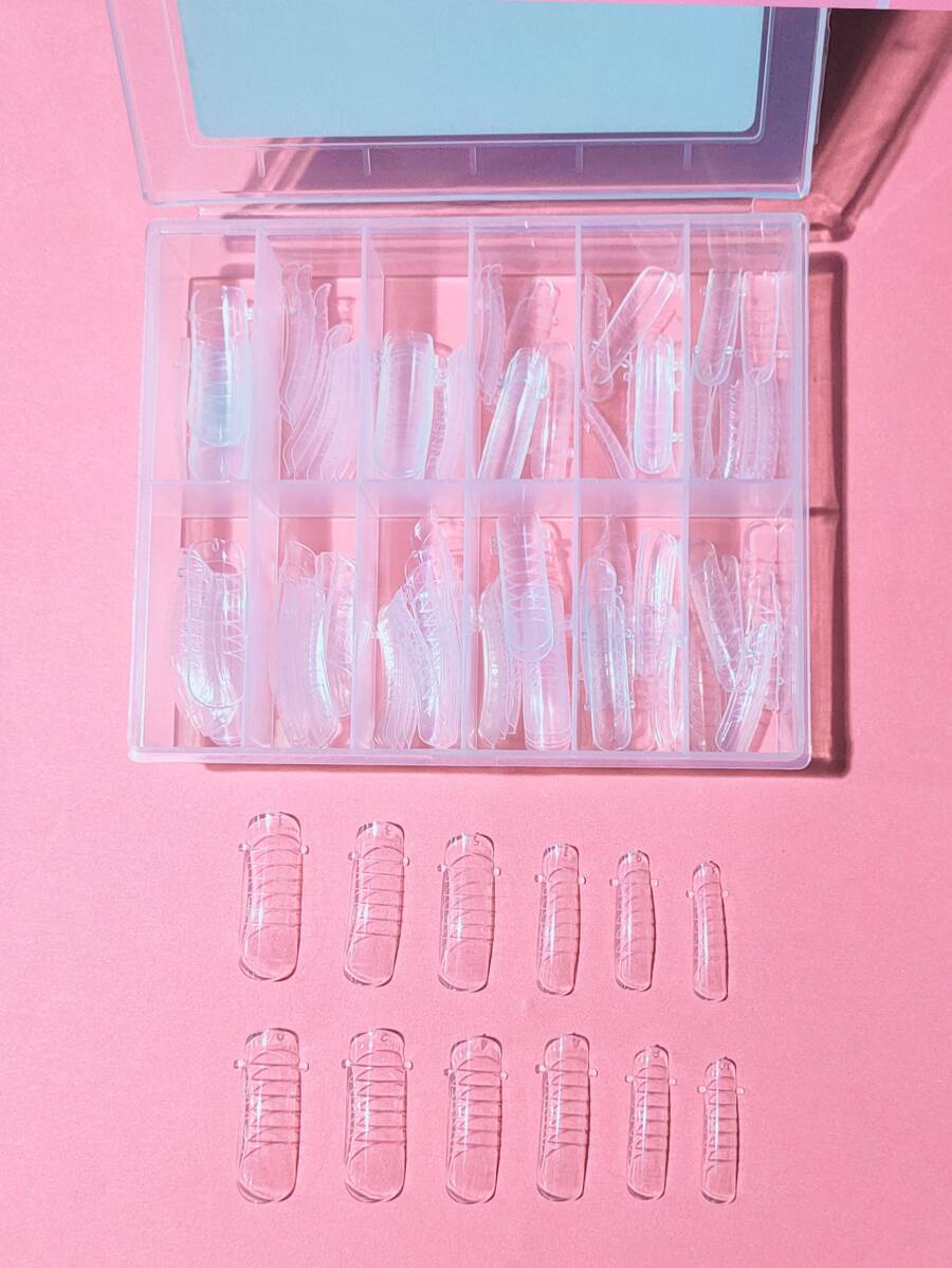 Mejora tu apariencia con 120 piezas de uñas postizas transparentes cuadradas largas para el hogar, bricolaje, salón de uñas, extensión de uñas - transparente - Ver 1