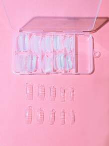 Transform Your Nails with 100pcs Long Square Transparent Fake Nail For Home DIY Nail Salon Nail Extension - Clear - View 1