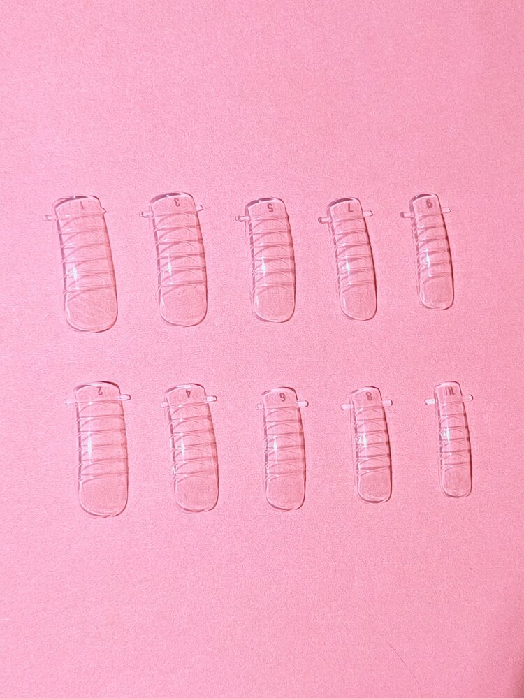 轉換你指甲片帶100入組長款方形透明假指甲DIY美甲沙龍指甲延長 - 無色 - 查看 4