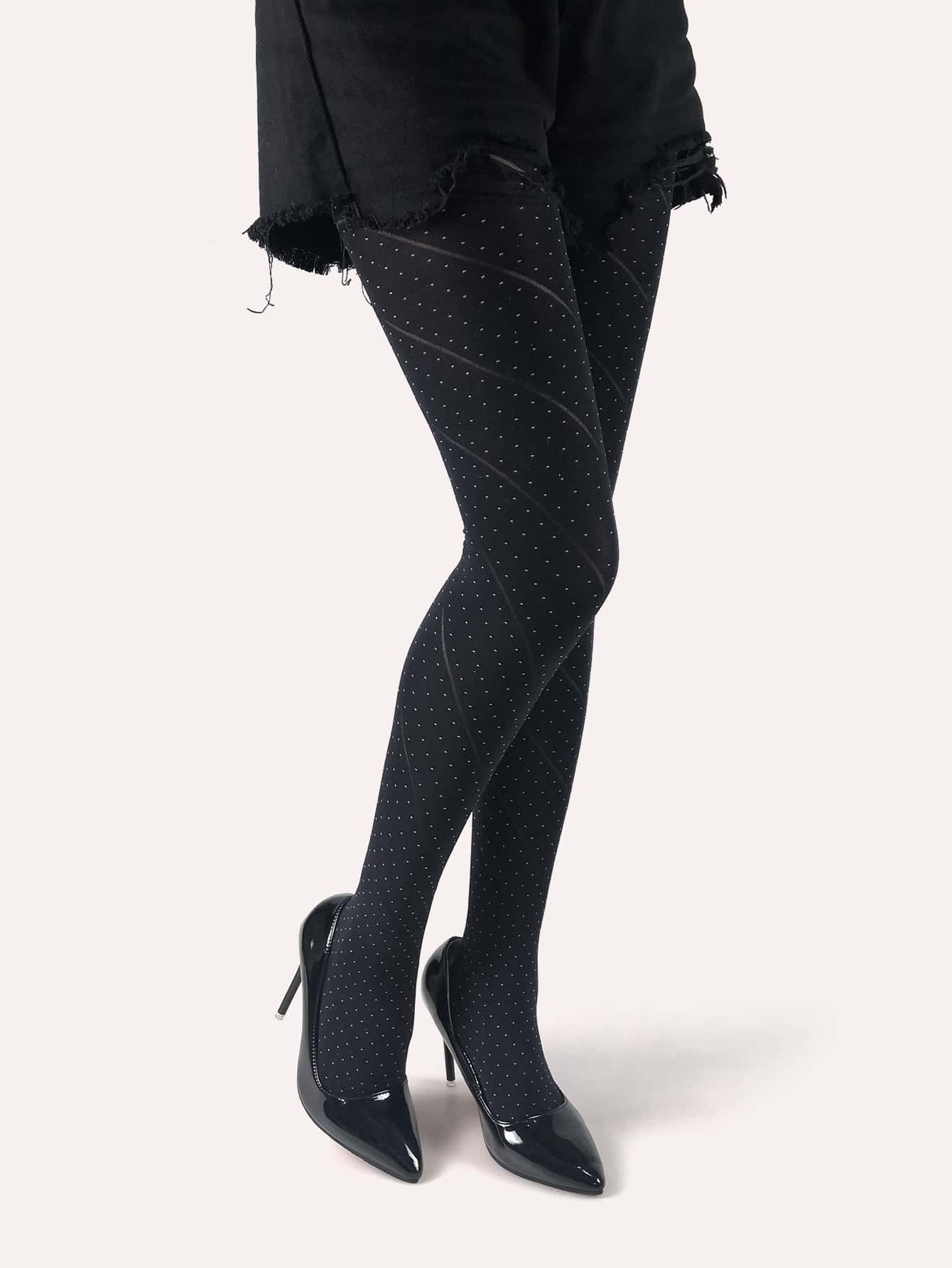 1 đôi quần tất chấm bi 200D dành cho nữ, màu đen, thích hợp cho mùa xuân và mùa thu. - màu đen - Xem 1