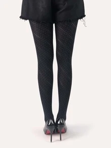 1 đôi quần tất chấm bi 200D dành cho nữ, màu đen, thích hợp cho mùa xuân và mùa thu. - màu đen - Xem 2