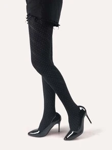 1 đôi quần tất chấm bi 200D dành cho nữ, màu đen, thích hợp cho mùa xuân và mùa thu. - màu đen - Xem 3