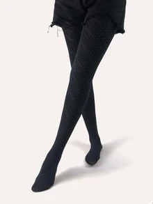 1 đôi quần tất chấm bi 200D dành cho nữ, màu đen, thích hợp cho mùa xuân và mùa thu. - màu đen - Xem 4