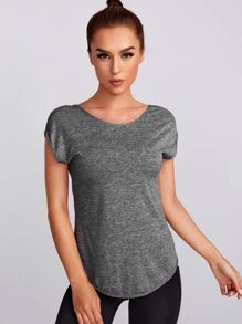 Yoga Basic 1 件扎染后背打结运动背心健身背心 - 深灰色 - 查看 2