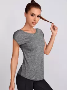 Yoga Basic 1 件扎染后背打结运动背心健身背心 - 深灰色 - 查看 4