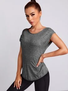 Yoga Basic 1 件扎染后背打结运动背心健身背心 - 深灰色 - 查看 5