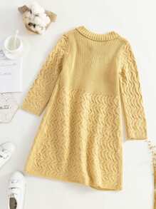 Toddler Girls Solid Button Through Collar Cardigan - Khaki - View 2