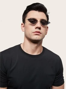 男士猫眼时尚眼镜，适合日常驾驶和户外活动 - 黑色 - 查看 1