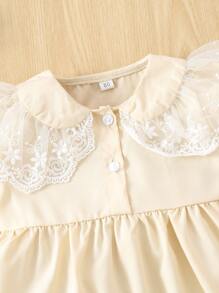 Baby Embroidery Mesh Statement Collar Dress - Apricot - View 3