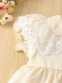 Baby Embroidery Mesh Statement Collar Dress - Apricot - View 4