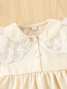 Baby Embroidery Mesh Statement Collar Dress - Apricot - View 5