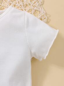 Baby Lettuce Trim Tee & Suspender Shorts - Black and White - View 4