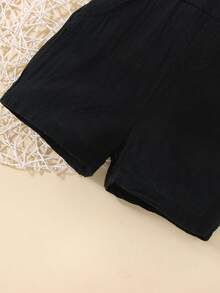 Baby Lettuce Trim Tee & Suspender Shorts - Black and White - View 6