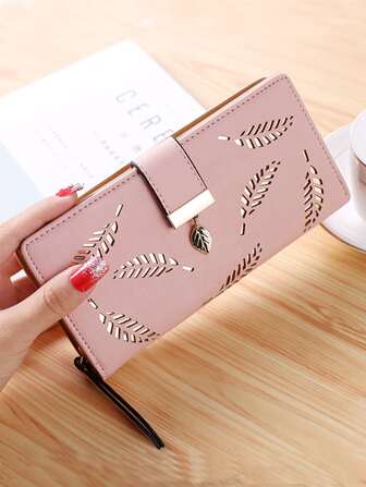 簡約金色鏤空葉子錢包大容量零錢包情人節多功能手拿包