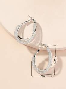 水滴形狀耳環 - 銀色 - 查看 3